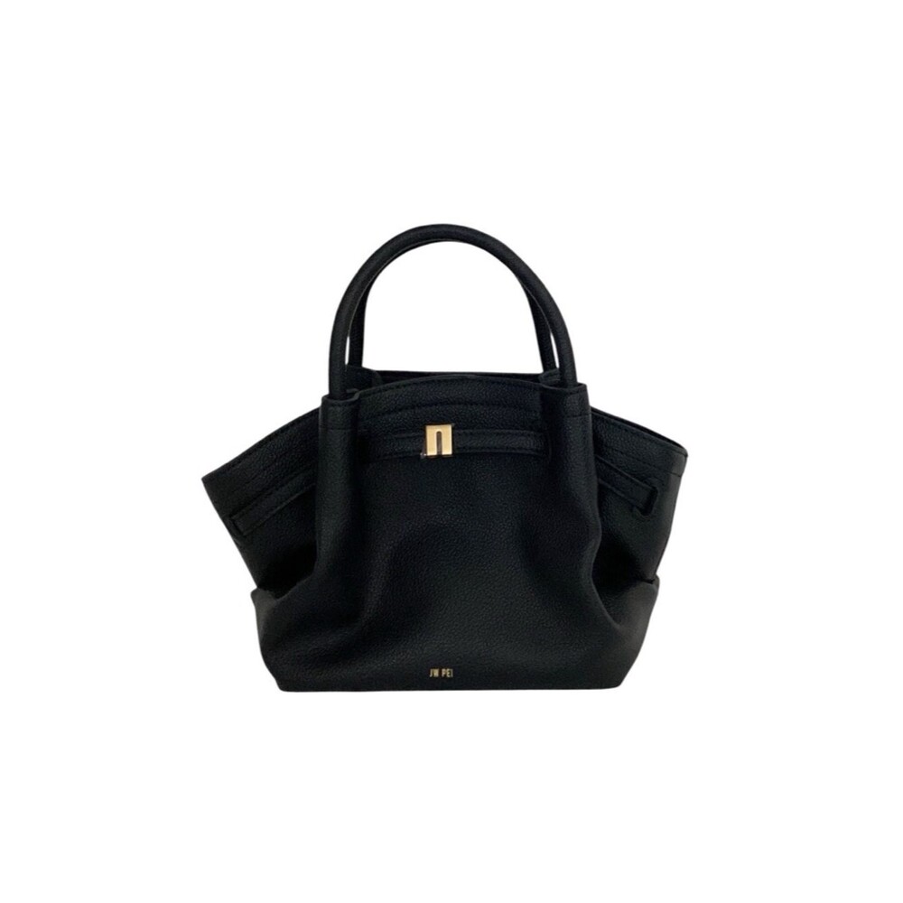 JW PEI Hana Mini Tote Bag Black Pebbled Vegan Leather Gold Accent Crossbody